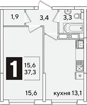 Планировка 1-к.кв