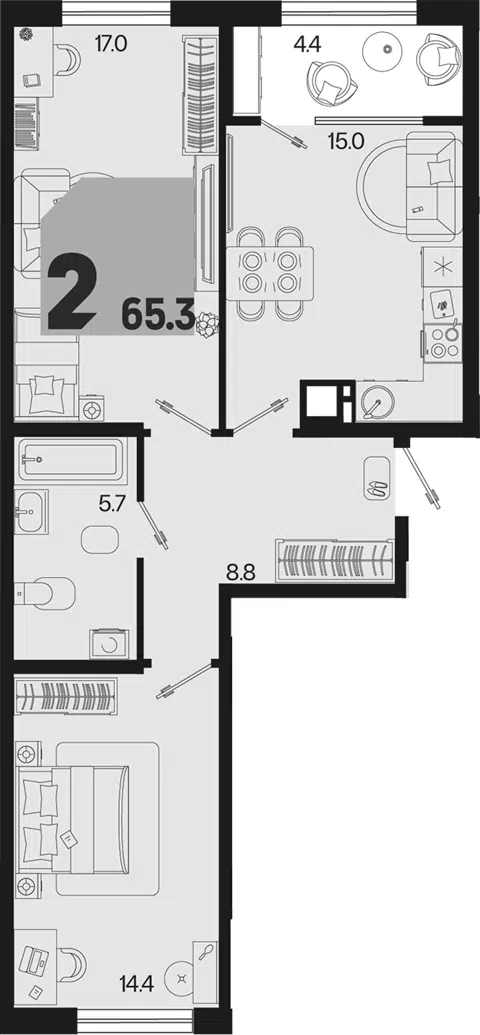 Планировка 3Е-к.кв