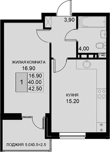 Планировка 1-к.кв