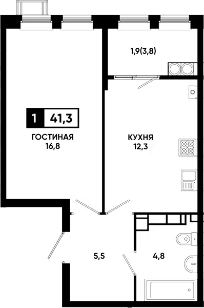 Планировка 1-к.кв