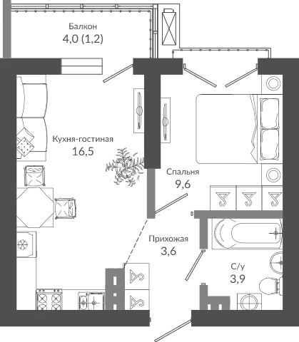 Планировка 2Е-к.кв