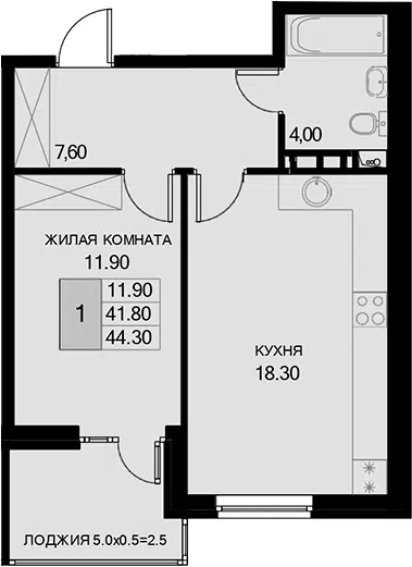Планировка 1-к.кв