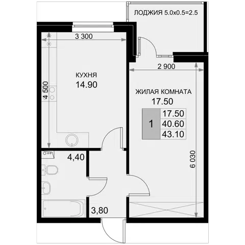 Планировка 1-к.кв