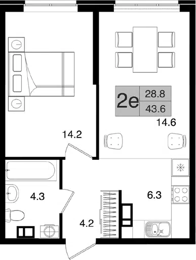 Планировка 2Е-к.кв