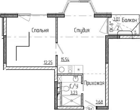 Планировка: 1-к.кв