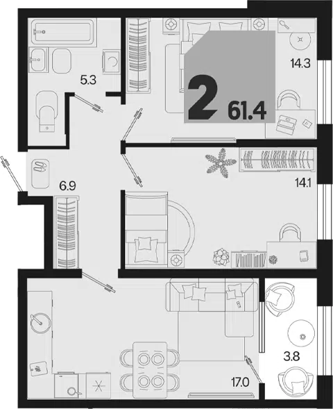 Планировка 3Е-к.кв