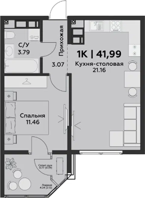 Планировка 2Е-к.кв