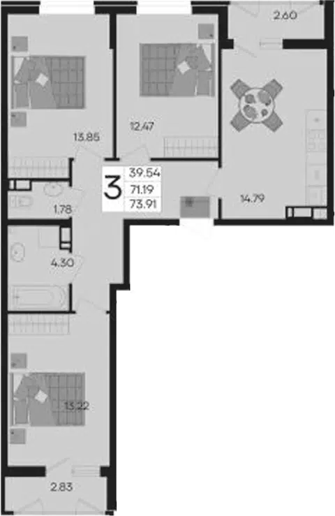 Планировка 3-к.кв