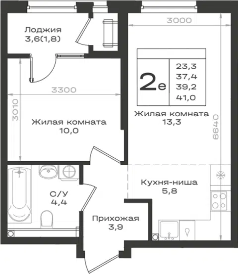 Планировка 2Е-к.кв