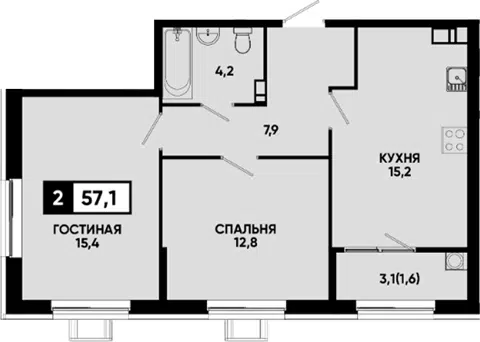 Планировка 2-к.кв
