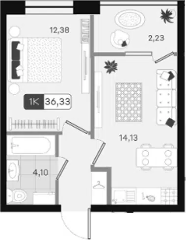 Планировка 1-к.кв
