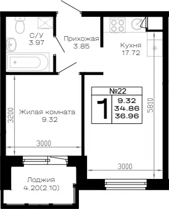Планировка 1-к.кв