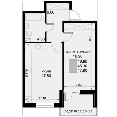 Планировка 2Е-к.кв
