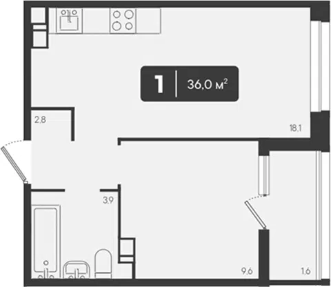 Планировка 1-к.кв