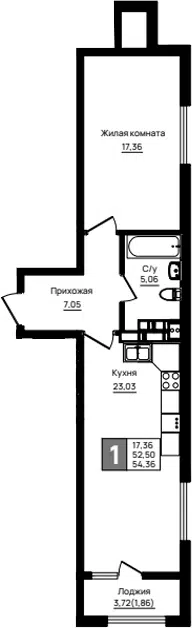 Планировка 1-к.кв