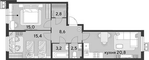 Планировка 3Е-к.кв