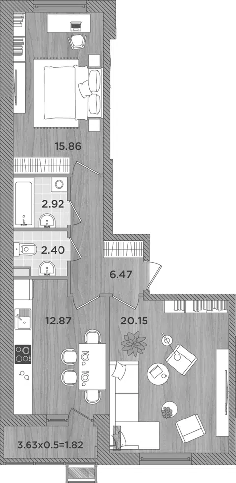 Планировка 2-к.кв