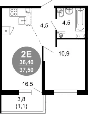 Планировка 2Е-к.кв