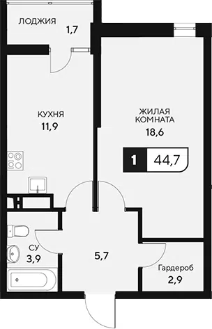 Планировка: 1-к.кв