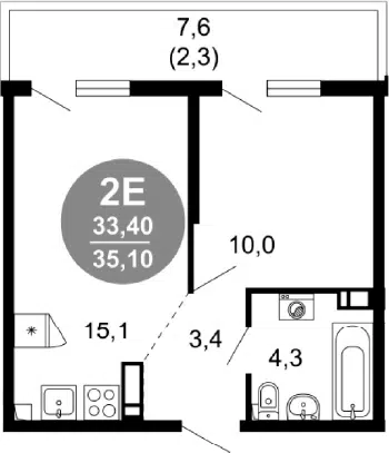 Планировка 2Е-к.кв