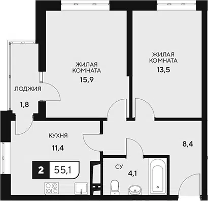 Планировка 2-к.кв