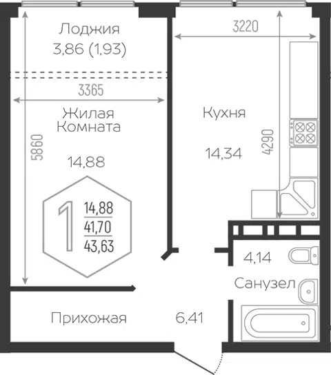 Планировка 1-к.кв