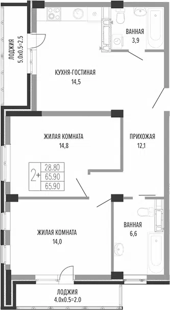 Планировка 3Е-к.кв