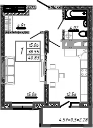 Планировка 1-к.кв