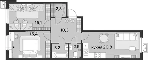 Планировка 3Е-к.кв