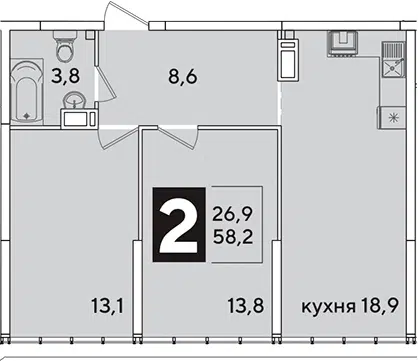 Планировка 3Е-к.кв