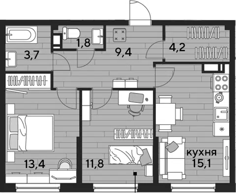 Планировка 2-к.кв