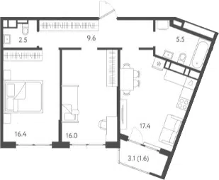 Планировка 3Е-к.кв