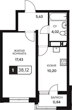 Планировка 1-к.кв
