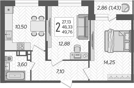 Планировка 2-к.кв