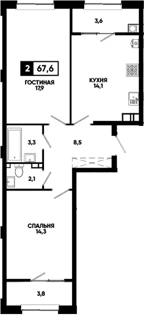 Планировка 2-к.кв