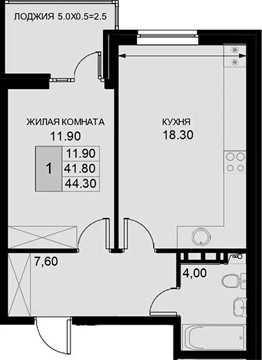 Планировка 1-к.кв