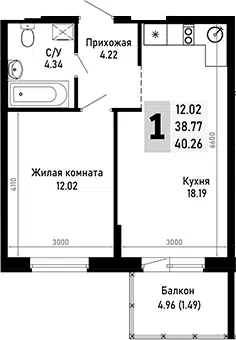 Планировка 1-к.кв