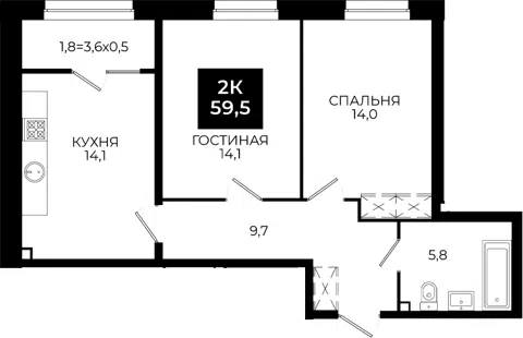 Планировка: 3Е-к.кв
