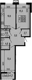 Планировка 2-к.кв