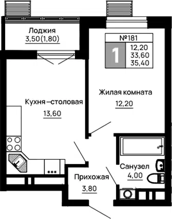 Планировка 1-к.кв