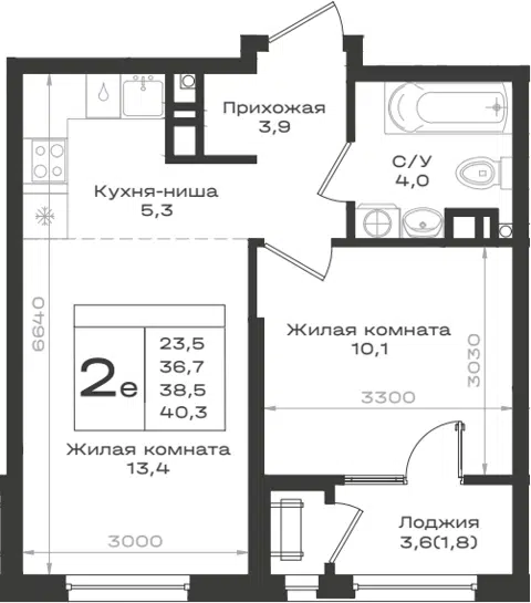 Планировка 2Е-к.кв