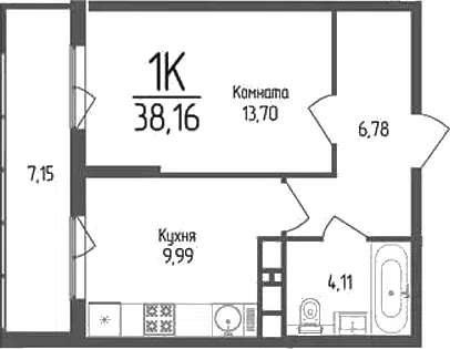 Планировка 1-к.кв