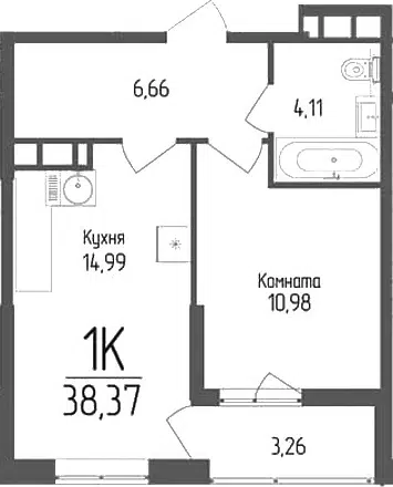 Планировка 1-к.кв