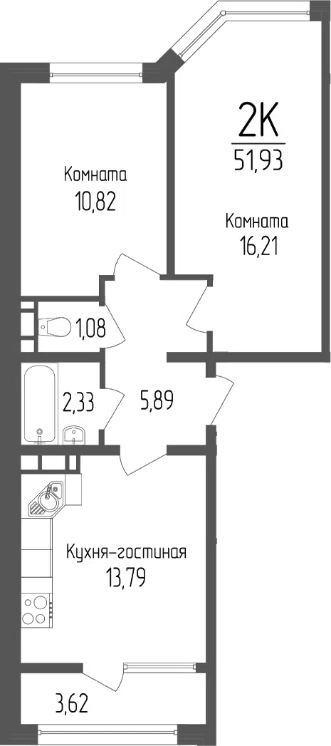 Планировка 2-к.кв