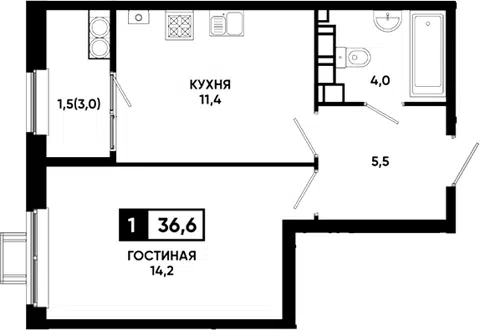 Планировка 1-к.кв