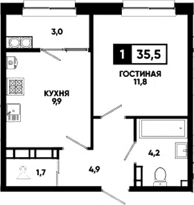 Планировка 1-к.кв