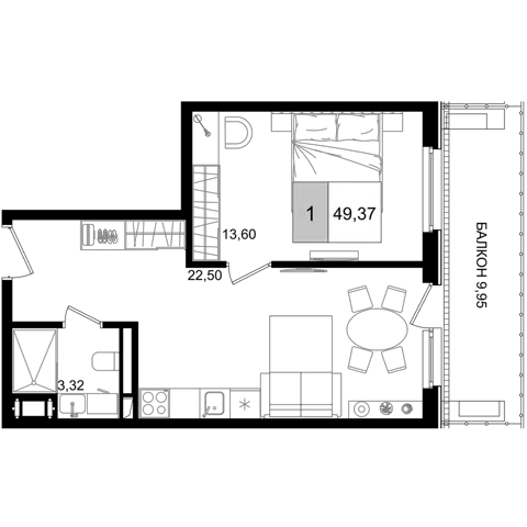 Планировка 2Е-к.кв