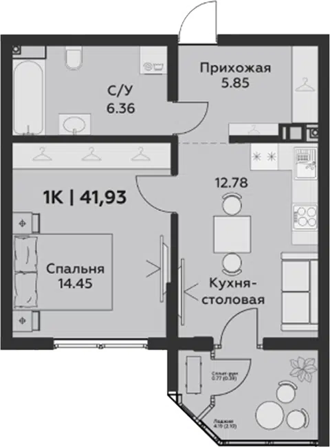 Планировка 2Е-к.кв