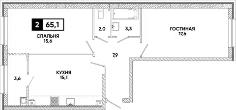 Планировка 2-к.кв