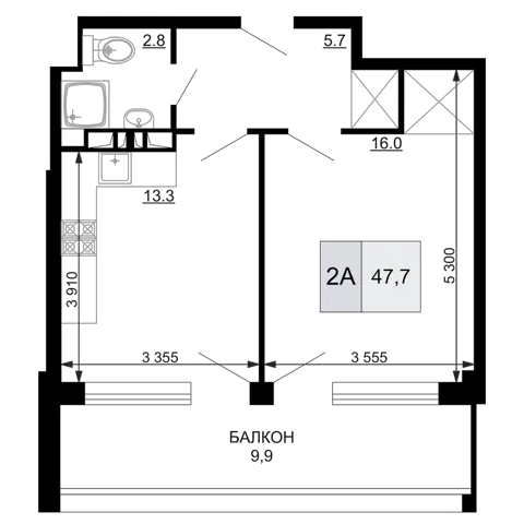 Планировка 2Е-к.кв